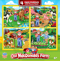 12488 - Old MacDonald's Farm 4-Pack 100pc Puzzles
