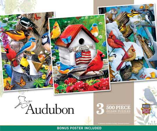 32584 - Audubon 3-Pack 500pc Puzzles